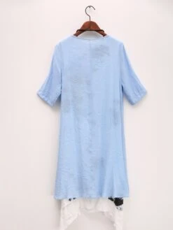 Women's Two Piece Dress Set Casual Dress Print Dress Outdoor Daily Streetwear Casual Layered Print Midi Dress Crew Neck Half Sleeve Floral Regular Fit Pink Sky Blue Summer Spring S M L XL XXL -HAYz Clothing Shop skrudk1685013685226