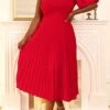 Women's Plus Size Curve Party Dress Cocktail Dress Swing Dress Plain Midi Dress Half Sleeve Pleated One Shoulder Fashion Party Red Fall Winter XL XXL 3XL 4XL