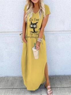 Women's Casual Dress Shift Dress Long Dress Maxi Dress Polyester Classic Casual Home Vacation Weekend V Neck Split Short Sleeve Summer Loose Fit White Yellow Blue Graphic Letter S M L XL XXL 9 Women's Casual Dress Shift Dress Long Dress Maxi Dress Polyester Classic Casual Home Vacation Weekend V Neck Split Short Sleeve Summer Loose Fit White Yellow Blue Graphic Letter S M L XL XXL -HAYz Clothing Shop slirob1683613961080