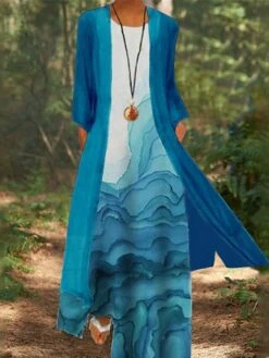 Women's Dress Set Two Piece Dress Church Dress Long Dress Maxi Dress White Red Blue Long Sleeve Floral Print Summer Spring Crew Neck Modern Winter Dress Fall Dress Loose Fit 2023 M L XL XXL 3XL 4XL -HAYz Clothing Shop slnakz1634096390042