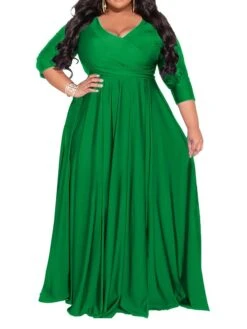 Women‘s Plus Size Curve Party Dress Pure Color V Neck 3/4 Length Sleeve Fall Spring Elegant Maxi Long Dress Party Evening Party Dress 25 Women‘s Plus Size Curve Party Dress Pure Color V Neck 3/4 Length Sleeve Fall Spring Elegant Maxi Long Dress Party Evening Party Dress -HAYz Clothing Shop slwffu1672020375400