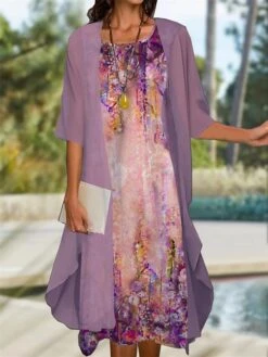 Women's Two Piece Dress Set Casual Dress Two Piece Dress Daily Holiday Fashion Modern Print Midi Dress Crew Neck Half Sleeve Floral Color Block Loose Fit Pink Blue Summer Spring S M L XL 5 Women's Two Piece Dress Set Casual Dress Two Piece Dress Daily Holiday Fashion Modern Print Midi Dress Crew Neck Half Sleeve Floral Color Block Loose Fit Pink Blue Summer Spring S M L XL -HAYz Clothing Shop smgika1676358311971