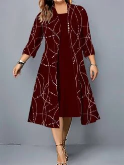 Women's Plus Size Curve Casual Dress Dress Set Two Piece Dress Floral Midi Dress 3/4 Length Sleeve Print Crew Neck Fashion Outdoor Pink Wine Fall Winter L XL XXL 3XL 4XL 10 Women's Plus Size Curve Casual Dress Dress Set Two Piece Dress Floral Midi Dress 3/4 Length Sleeve Print Crew Neck Fashion Outdoor Pink Wine Fall Winter L XL XXL 3XL 4XL -HAYz Clothing Shop smrzoi1695103064313