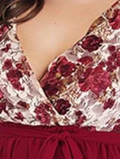 Women‘s Plus Size Curve Party Dress Cocktail Dress Wedding Guest Dress Midi Dress Black Wine Short Sleeve Floral Lace Up Summer Spring Fall V Neck Fashion Birthday Wedding Guest Vacation 2023 -HAYz Clothing Shop sobuxl1691399402469