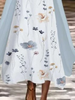 Women's Two Piece Dress Set Casual Dress Print Dress Outdoor Daily Fashion Modern Print Midi Dress Crew Neck 3/4 Length Sleeve Floral Regular Fit White Summer Spring S M L XL XXL -HAYz Clothing Shop soirlj1681209098728