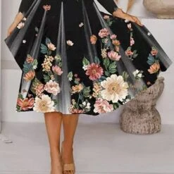 Women's Casual Dress Dress Set Two Piece Dress Midi Dress Black Long Sleeve Floral Print Spring Fall Winter Crew Neck Fashion Winter Dress Vacation Fall Dress Loose Fit 2023 S M L XL XXL 3XL -HAYz Clothing Shop sqmzbc1648896881387