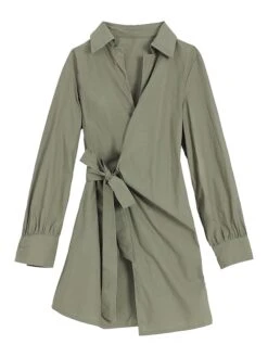 Women's Shirt Dress Casual Dress Sheath Dress Mini Dress Outdoor Daily Vacation Polyester Fashion Modern Shirt Collar Lace Up Long Sleeve Spring Fall Winter 2023 Regular Fit ArmyGreen Black White -HAYz Clothing Shop srwgia1695027662976