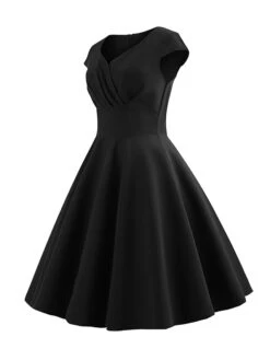 Women‘s Plus Size Curve Party Dress Swing Dress A Line Dress Solid Color Midi Dress Short Sleeve Ruched Square Neck Basic Party Black Yellow Spring Summer L XL XXL -HAYz Clothing Shop stemjs1675827847401