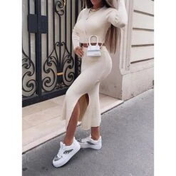 Women's Two Piece Dress Set Casual Dress Sweater Dress Outdoor Daily Fashion Streetwear Split Midi Dress Crew Neck Long Sleeve Plain Regular Fit Black White Orange Fall Winter S M L XL XXL 18 Women's Two Piece Dress Set Casual Dress Sweater Dress Outdoor Daily Fashion Streetwear Split Midi Dress Crew Neck Long Sleeve Plain Regular Fit Black White Orange Fall Winter S M L XL XXL -HAYz Clothing Shop stsstm1695635369216