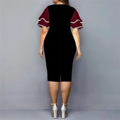 Women‘s Plus Size Curve Party Dress Color Block Crew Neck Print Short Sleeve Spring Fall Work Casual Prom Dress Knee Length Dress Casual Daily DressHomecoming Dress -HAYz Clothing Shop swgopr1639471972405