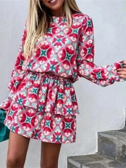 Women's Two Piece Dress Set Casual Dress Skirt Set Daily Holiday Fashion Streetwear Ruffle Print Mini Dress Crew Neck Long Sleeve Floral Loose Fit Red Summer Spring S M L XL 5 Women's Two Piece Dress Set Casual Dress Skirt Set Daily Holiday Fashion Streetwear Ruffle Print Mini Dress Crew Neck Long Sleeve Floral Loose Fit Red Summer Spring S M L XL -HAYz Clothing Shop sxndkr1689579801317