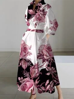 Women's Shirt Dress Casual Dress Swing Dress Maxi Long Dress Outdoor Office Daily Polyester Fashion Modern Shirt Collar Button Pocket Long Sleeve Spring Fall Winter 2023 Loose Fit Black White Yellow -HAYz Clothing Shop sxwupm1691045779668