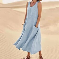 Women‘s Casual Dress Cotton Dress Shift Dress Midi Dress Blue Pink Khaki Sleeveless Pure Color Pocket Spring Summer Crew Neck Basic Daily Vacation Weekend Loose Fit 2023 S M L XL XXL 19 Women‘s Casual Dress Cotton Dress Shift Dress Midi Dress Blue Pink Khaki Sleeveless Pure Color Pocket Spring Summer Crew Neck Basic Daily Vacation Weekend Loose Fit 2023 S M L XL XXL -HAYz Clothing Shop syrltr1648535264124