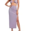 Women's Two Piece Dress Set Casual Dress Skirt Set Daily Holiday Sexy Casual Backless Drawstring Long Dress Maxi Dress Halter Neck Sleeveless Plain Slim Purple Orange Green Summer S M L