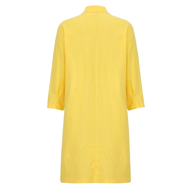 Women's Shirt Dress Casual Dress Cotton Linen Dress Midi Dress Cotton Blend Simple Basic Home Street Daily Shirt Collar Pocket Long Sleeve Summer Spring Fall 2023 Loose Fit Black White Yellow Pure 19 Women's Shirt Dress Casual Dress Cotton Linen Dress Midi Dress Cotton Blend Simple Basic Home Street Daily Shirt Collar Pocket Long Sleeve Summer Spring Fall 2023 Loose Fit Black White Yellow Pure - Image 19