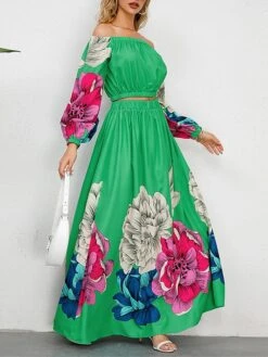 Women's Two Piece Dress Set Casual Dress Skirt Set Daily Going Out Casual Ruched Print Long Dress Maxi Dress Off Shoulder Long Sleeve Floral Regular Fit Blue Green Rose Red Fall Winter S M L XL XXL 33 Women's Two Piece Dress Set Casual Dress Skirt Set Daily Going Out Casual Ruched Print Long Dress Maxi Dress Off Shoulder Long Sleeve Floral Regular Fit Blue Green Rose Red Fall Winter S M L XL XXL -HAYz Clothing Shop tcvbow1692339431752