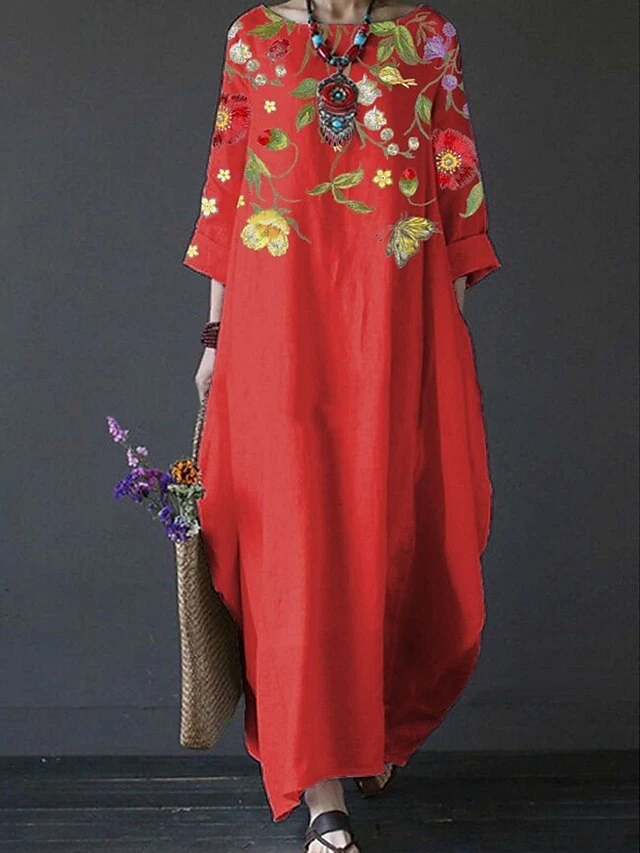 Women's Casual Dress White Dress A Line Dress Long Dress Maxi Dress Polyester Streetwear Modern Outdoor Daily Holiday Crew Neck Print 3/4 Length Sleeve Summer Spring Fall 2023 Regular Fit Black White 5 Women's Casual Dress White Dress A Line Dress Long Dress Maxi Dress Polyester Streetwear Modern Outdoor Daily Holiday Crew Neck Print 3/4 Length Sleeve Summer Spring Fall 2023 Regular Fit Black White - Image 5