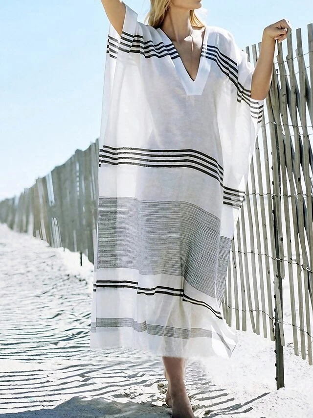 Women's Casual Dress Cotton Dress White Dress Midi Dress Cotton Basic Classic Outdoor Daily Vacation V Neck Print Short Sleeve Spring Fall Winter 2023 Loose Fit White Striped One-Size 1 Women's Casual Dress Cotton Dress White Dress Midi Dress Cotton Basic Classic Outdoor Daily Vacation V Neck Print Short Sleeve Spring Fall Winter 2023 Loose Fit White Striped One-Size