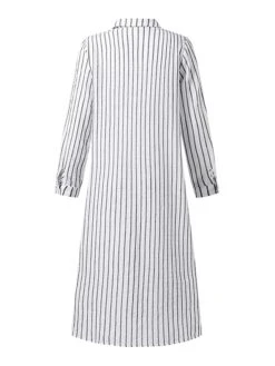 Women's Shirt Dress Casual Dress Cotton Linen Dress Midi Dress Linen / Cotton Blend Modern Casual Outdoor Daily Vacation Shirt Collar Button Print Long Sleeve Summer Spring Fall 2023 Loose Fit Black -HAYz Clothing Shop tirlao1690882250635