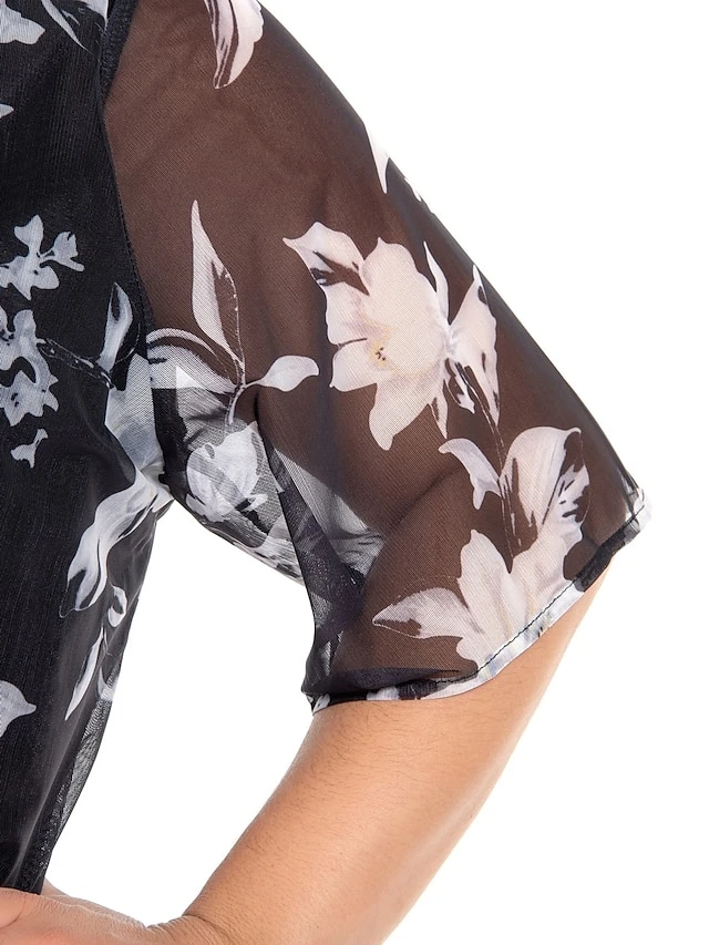 Women‘s Plus Size Curve Casual Dress Lace Dress Dress Set Floral Midi Dress 3/4 Length Sleeve Print Crew Neck Fashion Office Black Summer Spring L XL XXL 3XL 4XL 4 Women‘s Plus Size Curve Casual Dress Lace Dress Dress Set Floral Midi Dress 3/4 Length Sleeve Print Crew Neck Fashion Office Black Summer Spring L XL XXL 3XL 4XL - Image 4