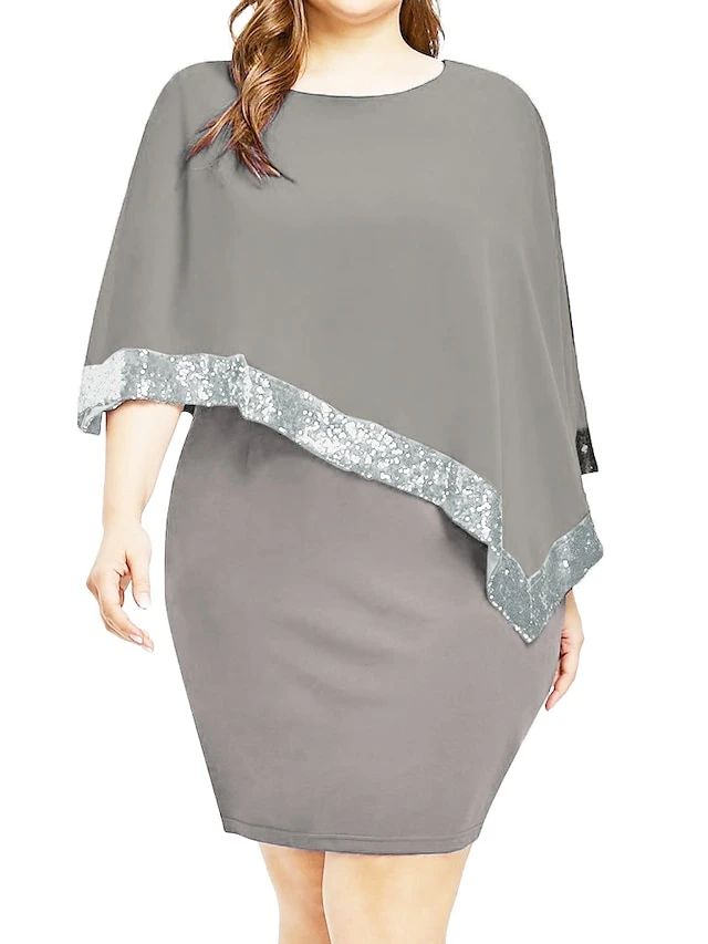 Women‘s Plus Size Curve Sequin Dress Work Dress Sheath Dress Solid Color Mini Dress Long Sleeve Crew Neck Fashion Evening Party Black Yellow Summer Spring L XL XXL 3XL 4XL 11 Women‘s Plus Size Curve Sequin Dress Work Dress Sheath Dress Solid Color Mini Dress Long Sleeve Crew Neck Fashion Evening Party Black Yellow Summer Spring L XL XXL 3XL 4XL - Image 11