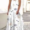Women‘s Plus Size Curve Casual Dress Swing Dress Tank Dress Floral Long Dress Maxi Dress Sleeveless Print V Neck Modern Daily White Pink Summer Spring L XL XXL 3XL 4XL
