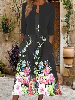 Women's Two Piece Dress Set Casual Dress Tank Dress Outdoor Daily Vintage Ethnic Pocket Print Midi Dress V Neck 3/4 Length Sleeve Floral Print Loose Fit Black White Pink Summer Spring S M L XL XXL 8 Women's Two Piece Dress Set Casual Dress Tank Dress Outdoor Daily Vintage Ethnic Pocket Print Midi Dress V Neck 3/4 Length Sleeve Floral Print Loose Fit Black White Pink Summer Spring S M L XL XXL -HAYz Clothing Shop tmukpg1689736346005