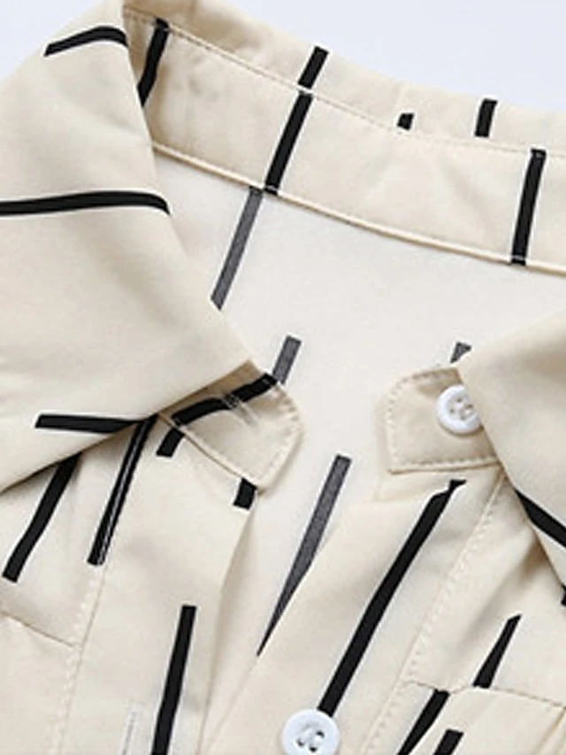 Women's Shirt Dress Casual Dress Midi Dress Outdoor Daily Polyester Fashion Modern Shirt Collar Button Pocket Long Sleeve Fall Winter 2023 Loose Fit Apricot Geometric Striped S M L XL 7 Women's Shirt Dress Casual Dress Midi Dress Outdoor Daily Polyester Fashion Modern Shirt Collar Button Pocket Long Sleeve Fall Winter 2023 Loose Fit Apricot Geometric Striped S M L XL - Image 7