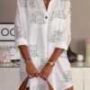 Women's Shirt Dress Casual Dress Shift Dress Mini Dress Outdoor Daily Vacation Polyester Basic Modern Shirt Collar Button Pocket Long Sleeve Summer Spring Fall 2023 Loose Fit White Letter S M L XL 2XL