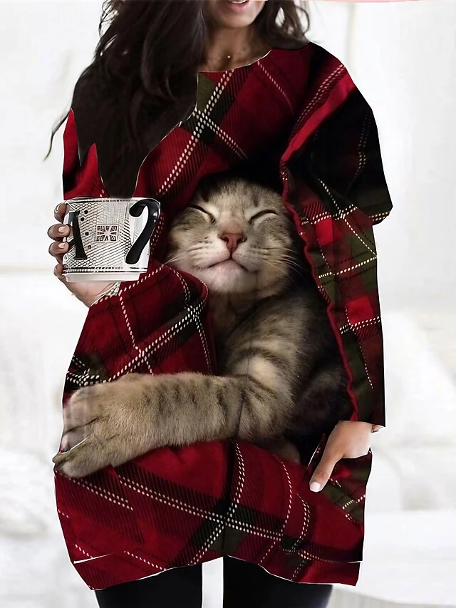 Women‘s Plus Size Christmas Dress Casual Dress Plaid Long Sleeve Winter Fall Casual Festival Mini Dress Going Out Dress 1 Women‘s Plus Size Christmas Dress Casual Dress Plaid Long Sleeve Winter Fall Casual Festival Mini Dress Going Out Dress