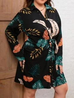 Women's Plus Size Shirt Dress Casual Dress Midi Dress Outdoor Daily Vacation Polyester Fashion Casual Shirt Collar Lace Up Button Long Sleeve Fall Winter 2023 Regular Fit Black Leaf L XL 2XL 3XL 4XL 11 Women's Plus Size Shirt Dress Casual Dress Midi Dress Outdoor Daily Vacation Polyester Fashion Casual Shirt Collar Lace Up Button Long Sleeve Fall Winter 2023 Regular Fit Black Leaf L XL 2XL 3XL 4XL -HAYz Clothing Shop tpbksp1693535893509