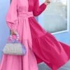Women's Shirt Dress Casual Dress Swing Dress Maxi Long Dress Business Daily Date Polyester Fashion Modern Shirt Collar Button Split Long Sleeve Summer Spring Fall 2023 Loose Fit Dark Pink Blue Color