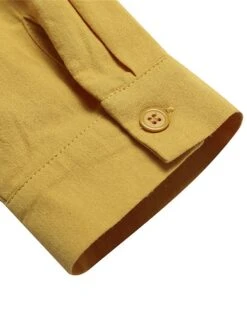 Women's Casual Dress Cotton Linen Dress Shift Dress Maxi Long Dress Linen / Cotton Blend Fashion Modern Outdoor Daily Vacation V Neck Button Long Sleeve Fall Winter Autumn 2023 Loose Fit Black Yellow -HAYz Clothing Shop tpmfeq1691143982133