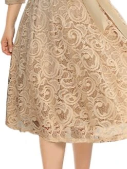 Women‘s Plus Size Curve Flattering Dresses Elegant Apple Shaped Dress Wedding Guest Lace Dress Work Dress A Line Dress Solid Color Midi Dress Sleeve Lace V Neck Fashion Office Khaki Spring Summer -HAYz Clothing Shop tqjoav1674890432571