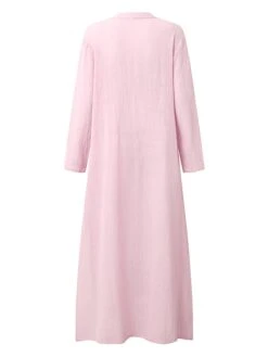 Women‘s Cotton Linen Dress Shirt Dress Casual Dress Shift Dress Maxi Long Dress Cotton And Linen Casual Winter Dress Daily Vacation Deep V Rolled Cuff Long Sleeve Spring Fall Winter -HAYz Clothing Shop truaeo1684215408431