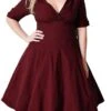 Women‘s Plus Size Curve Casual Dress Vintage Dress Solid Color Midi Dress Half Sleeve V Neck Fashion Daily Black Wine Summer Spring L XL XXL 3XL 4XL