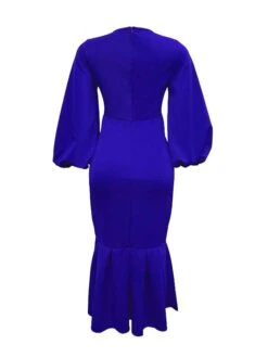 Women‘s Plus Size Curve Party Dress Solid Color V Neck Ruched Puff Sleeve Long Sleeve Winter Fall Casual Maxi Long Dress Party Vacation Dress Sheath Dress Black Dress -HAYz Clothing Shop ttrnij1649744194113