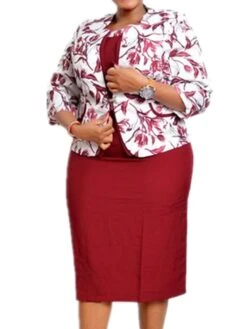 Women‘s Plus Size Curve Work Dress Floral Crew Neck 3/4 Length Sleeve Spring Fall Work Elegant Knee Length Dress Work Work Dress Dress Dress Set -HAYz Clothing Shop tucvax1664268239371
