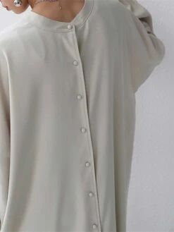 Women's Casual Dress Cotton Linen Dress Abaya Maxi Long Dress Linen / Cotton Blend Basic Classic Outdoor Daily Vacation Crew Neck Button Long Sleeve Spring Fall Winter 2023 Loose Fit Black Apricot -HAYz Clothing Shop tudnax1692341111146