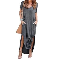 Women's T Shirt Dress Tee Dress Long Dress Maxi Dress Wine Red Green Black Short Sleeve Pure Color Pocket Spring Summer V Neck S M L XL 2XL 3XL 4XL 5XL 10 Women's T Shirt Dress Tee Dress Long Dress Maxi Dress Wine Red Green Black Short Sleeve Pure Color Pocket Spring Summer V Neck S M L XL 2XL 3XL 4XL 5XL -HAYz Clothing Shop tvvyec1603968411981