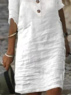 Women's Cotton Linen Dress Casual Dress Shift Dress Midi Dress Cotton Blend Fashion Modern Outdoor Daily Vacation Shirt Collar Button Half Sleeve Summer Spring 2023 Regular Fit White Blue Green Plain 10 Women's Cotton Linen Dress Casual Dress Shift Dress Midi Dress Cotton Blend Fashion Modern Outdoor Daily Vacation Shirt Collar Button Half Sleeve Summer Spring 2023 Regular Fit White Blue Green Plain -HAYz Clothing Shop twtgya1677747955917