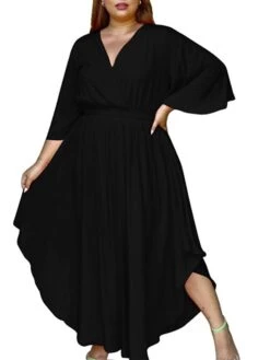Women‘s Plus Size Curve Holiday Dress Solid Color V Neck Half Sleeve Fall Spring Basic Maxi Long Dress Date Vacation Dress 29 Women‘s Plus Size Curve Holiday Dress Solid Color V Neck Half Sleeve Fall Spring Basic Maxi Long Dress Date Vacation Dress -HAYz Clothing Shop txbars1648706455183