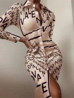 Women's Shirt Dress Casual Dress Midi Dress Outdoor Daily Vacation Polyester Fashion Casual Shirt Collar Button Long Sleeve Spring Fall Winter 2023 Regular Fit Black White Red Letter Tie Dye Striped -HAYz Clothing Shop txxksp1693386322391