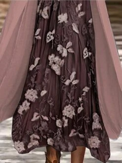 Women's Two Piece Dress Set Casual Dress Chiffon Dress Outdoor Daily Fashion Casual Print Maxi Dress Crew Neck 3/4 Length Sleeve Floral Loose Fit Pink Blue Summer Spring S M L XL XXL -HAYz Clothing Shop tyjzvv1697450799881