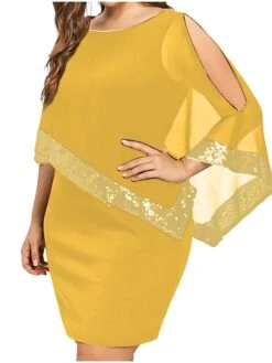 Women‘s Plus Size Curve Sequin Dress Work Dress Sheath Dress Solid Color Mini Dress Long Sleeve Crew Neck Fashion Evening Party Black Yellow Summer Spring L XL XXL 3XL 4XL 24 Women‘s Plus Size Curve Sequin Dress Work Dress Sheath Dress Solid Color Mini Dress Long Sleeve Crew Neck Fashion Evening Party Black Yellow Summer Spring L XL XXL 3XL 4XL -HAYz Clothing Shop tzozgj1690366140353