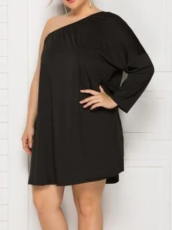 Women's Plus Size Curve Casual Dress Swing Dress Black Dress Plain Mini Dress Long Sleeve One Shoulder Fashion Daily Black Fall Winter L XL XXL 3XL 4XL 9 Women's Plus Size Curve Casual Dress Swing Dress Black Dress Plain Mini Dress Long Sleeve One Shoulder Fashion Daily Black Fall Winter L XL XXL 3XL 4XL -HAYz Clothing Shop ucbczi1694151465478