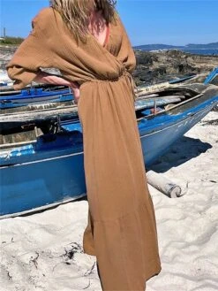 Women's Casual Dress Cotton Linen Dress Wrap Dress Maxi Long Dress Polyester Fashion Classic Outdoor Daily Holiday V Neck Ruffle Cut Out Long Sleeve Summer Spring Fall 2023 Loose Fit Brown Green Rose 15 Women's Casual Dress Cotton Linen Dress Wrap Dress Maxi Long Dress Polyester Fashion Classic Outdoor Daily Holiday V Neck Ruffle Cut Out Long Sleeve Summer Spring Fall 2023 Loose Fit Brown Green Rose -HAYz Clothing Shop uccpjb1689649369841