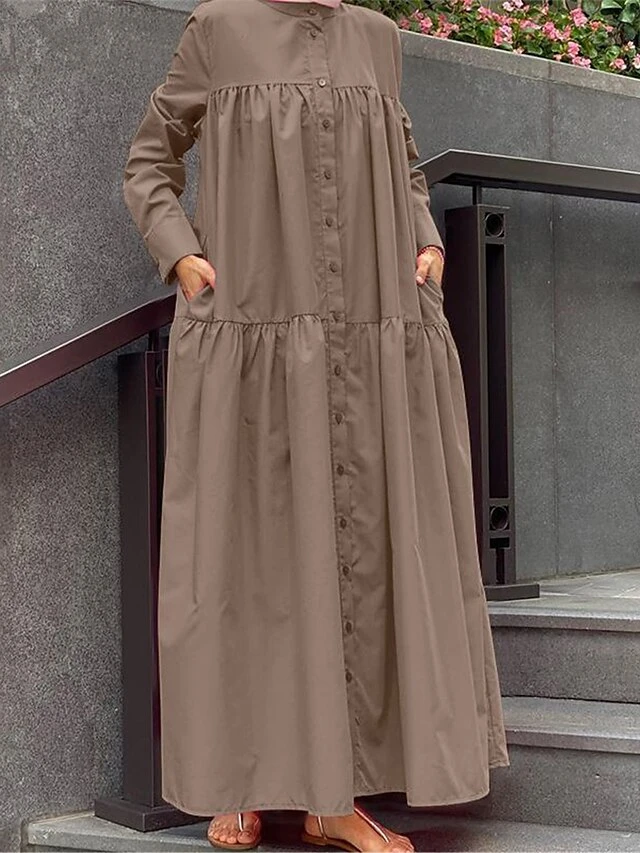 Women's Shirt Dress Casual Dress Cotton Linen Dress Maxi Long Dress Cotton Basic Classic Outdoor Daily Vacation Stand Collar Button Pocket Long Sleeve Spring Fall Winter 2023 Loose Fit Black Red Camel 1 Women's Shirt Dress Casual Dress Cotton Linen Dress Maxi Long Dress Cotton Basic Classic Outdoor Daily Vacation Stand Collar Button Pocket Long Sleeve Spring Fall Winter 2023 Loose Fit Black Red Camel