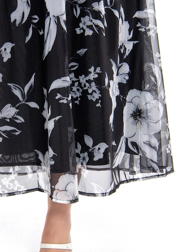 Women‘s Plus Size Curve Casual Dress Lace Dress Dress Set Floral Midi Dress 3/4 Length Sleeve Print Crew Neck Fashion Office Black Summer Spring L XL XXL 3XL 4XL 9 Women‘s Plus Size Curve Casual Dress Lace Dress Dress Set Floral Midi Dress 3/4 Length Sleeve Print Crew Neck Fashion Office Black Summer Spring L XL XXL 3XL 4XL - Image 9