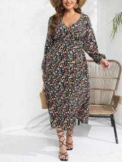 Women's Plus Size T Shirt Dress Casual Dress Floral Dress Floral Print V Neck Midi Dress Fashion Streetwear Outdoor Street Long Sleeve Loose Fit Rainbow Fall Winter XL XXL 3XL 4XL 5XL 6 Women's Plus Size T Shirt Dress Casual Dress Floral Dress Floral Print V Neck Midi Dress Fashion Streetwear Outdoor Street Long Sleeve Loose Fit Rainbow Fall Winter XL XXL 3XL 4XL 5XL -HAYz Clothing Shop udfbgi1692064767241